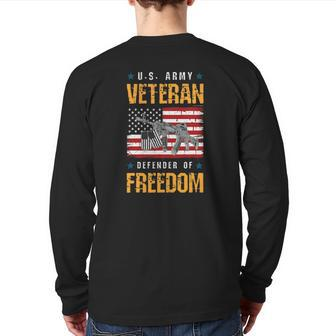 Us Veteran Defender Of Freedom Veterans Day Back Print Long Sleeve T-shirt | Mazezy