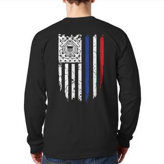 Usa American Flag Us Coast Guard Veteran Uscg Veteran Back Print Long Sleeve T-shirt | Mazezy