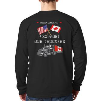 Usa And Canada Supports Our Truckers Freedom Convoy 2022 Ver2 Back Print Long Sleeve T-shirt | Mazezy