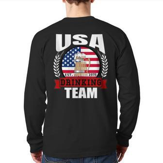 Usa Drinking Team American Flag 4Th Of July Idea Back Print Long Sleeve T-shirt - Monsterry