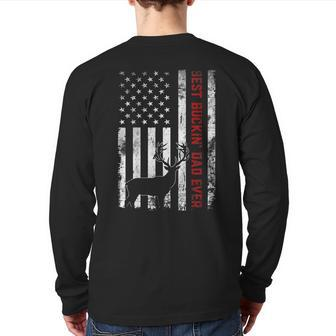 Usa Flag Best Buckin' Dad Ever Deer Hunting Fathers Day V2 Back Print Long Sleeve T-shirt | Mazezy