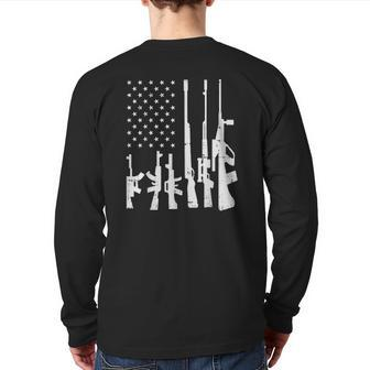 Usa Flag Guns 4Th Of July Pride Patriot Veteran Back Print Long Sleeve T-shirt | Mazezy