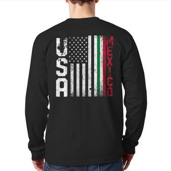 Usa Flag Mexico Back Print Long Sleeve T-shirt - Monsterry AU