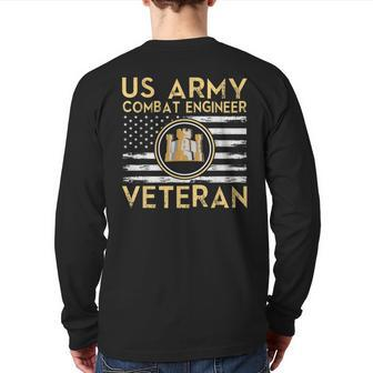 Usa Flag Army Veteran Us Army Combat Engineer Veteran Back Print Long Sleeve T-shirt | Mazezy
