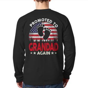 Usa Flag Promoted To Great Grandad Again Fathers Day Usa Back Print Long Sleeve T-shirt | Mazezy
