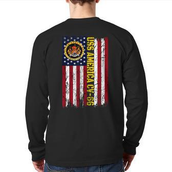 Uss America Cv66 Aircraft Carrier Veteran Day American Flag Back Print Long Sleeve T-shirt | Mazezy DE