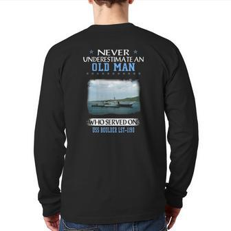 Uss Boulder Lst-1190 Veterans Day Father Day Back Print Long Sleeve T-shirt | Mazezy