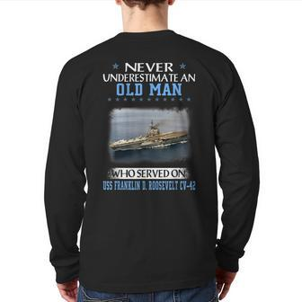 Uss Franklin D Roosevelt Cv42 Aircraft Carrier Veteran Day Back Print Long Sleeve T-shirt | Mazezy