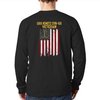 Uss Nimitz Cvn 68 Aircraft Carrier Veteran's Day Father's Day Back Print Long Sleeve T-shirt | Mazezy