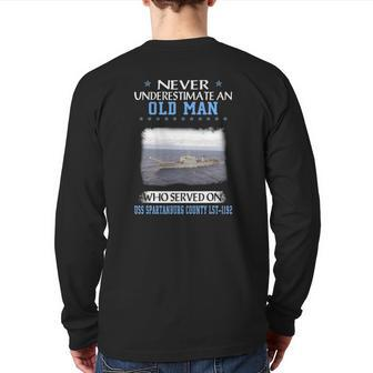 Uss Spartanburg County Lst-1192 Veterans Day Father Day Back Print Long Sleeve T-shirt | Mazezy AU