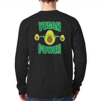 Vegan Power Avocado S Workout Vegetarian Avocados Back Print Long Sleeve T-shirt | Mazezy