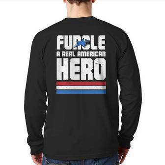 Veteran 365 Funcle Real American Hero Tee Father's Day Uncle Back Print Long Sleeve T-shirt | Mazezy DE