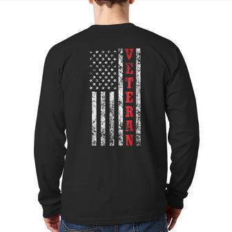 Veteran American Flag Shirt Veteran's Day Patriot Back Print Long Sleeve T-shirt | Mazezy