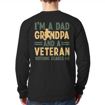 Veteran Dad Grandpa Patriotic Navy Army Veteran Pride Back Print Long Sleeve T-shirt | Mazezy