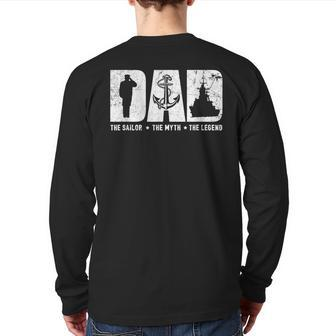 Veteran Dad The Sailor The Myth The Legend Back Print Long Sleeve T-shirt | Mazezy