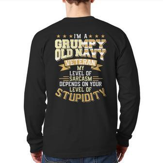 Veteran Im Grumpy Old Us Navy For Men Dad Grandpa Vet Back Print Long Sleeve T-shirt | Mazezy