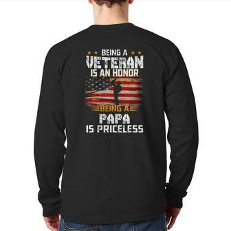 Being A Veteran Is An Honor Papa Is Priceless Flag Usa Back Print Long Sleeve T-shirt | Mazezy