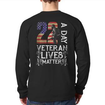 Veteran Matter Suicide Awareness Veteran 22 Day Usa Flag Back Print Long Sleeve T-shirt | Mazezy