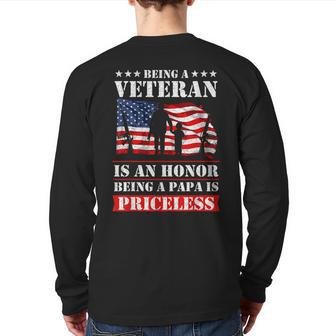 Veteran Papa Military Dad Army Father's Day Back Print Long Sleeve T-shirt | Mazezy