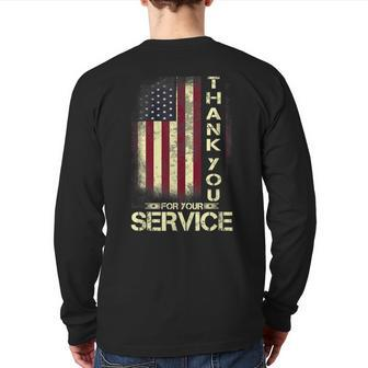 I Am A Veteran Thank You For Your Service Back Print Long Sleeve T-shirt | Mazezy