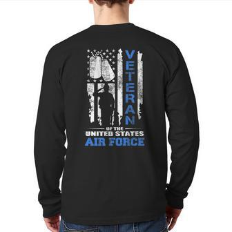 Veteran Of The United States Air Force Distressed Usa Flag Back Print Long Sleeve T-shirt | Mazezy