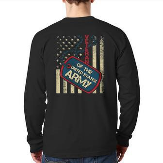 Veteran Of The United States Army Patriotic American Flag Back Print Long Sleeve T-shirt | Mazezy