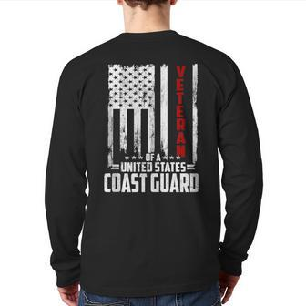 Veteran Of The United States Coast Guard Veteran Back Print Long Sleeve T-shirt | Mazezy