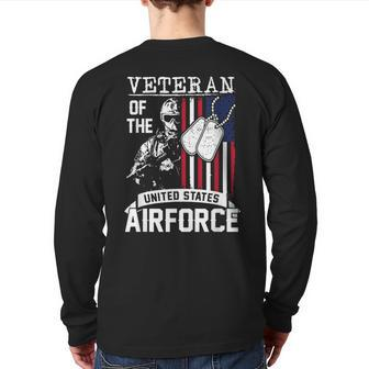 Veteran Of The United States Us Air Force Usa Flag Back Print Long Sleeve T-shirt | Mazezy