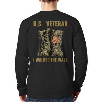 Veteran Of United States Us Army American Flag Vintage Back Print Long Sleeve T-shirt | Mazezy