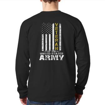 Veteran Of United States Us Army Vet Gold Back Print Long Sleeve T-shirt | Mazezy