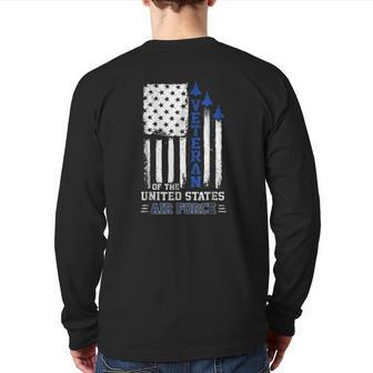 Veteran Us Air Force American Flag Veterans Back Print Long Sleeve T-shirt | Mazezy