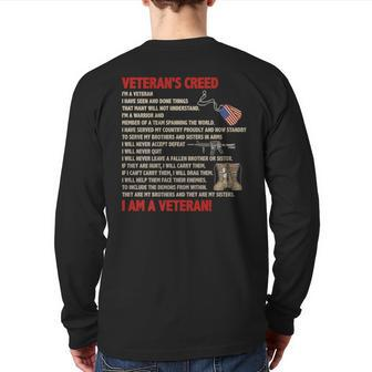 Veteran's Creed I'm A Veteran Proudly And Now Standby Back Print Long Sleeve T-shirt | Mazezy