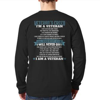 Veteran's Creed Patriot Grandpa Vietnam War Back Print Long Sleeve T-shirt | Mazezy