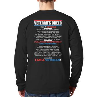 Veteran's Creed Patriot Usa Military Comrades America Back Print Long Sleeve T-shirt | Mazezy
