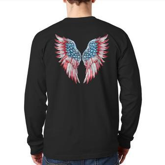 Veterans Day 4Th Of July Patriotic Wings Angel Usa Flag Patriotic Back Print Long Sleeve T-shirt | Mazezy