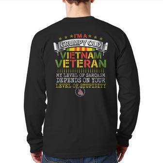 Veterans Day I'm A Grumpy Old Vietnam Veteran Back Print Long Sleeve T-shirt | Mazezy DE