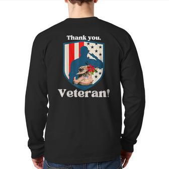 Veterans Day Military Boots Thank You Veteran Flag Back Print Long Sleeve T-shirt | Mazezy
