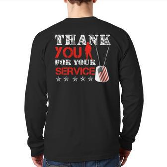 Veterans Day Tees Thank You For Your Service Back Print Long Sleeve T-shirt | Mazezy
