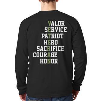 Veterans Day Veterans Thank You For Your Service Back Print Long Sleeve T-shirt | Mazezy