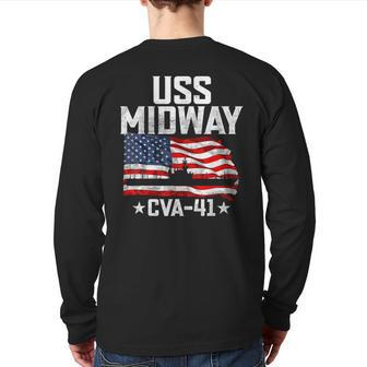 Veterans Day Uss Midway Cva-41 Armed Forces Soldiers Army Back Print Long Sleeve T-shirt - Monsterry