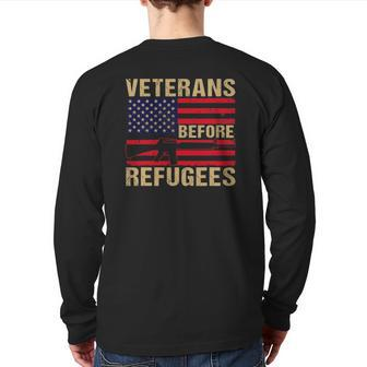 Veterans Before Refugees Military Happy Veterans Day Back Print Long Sleeve T-shirt | Mazezy