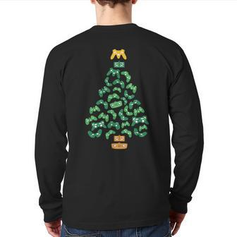 Video-Game Controller Christmas Tree Pajama Cool Xmas Gaming Back Print Long Sleeve T-shirt - Monsterry