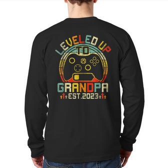 Video Game Level Up To Grandpa 2023 New Dad Fathers Day Back Print Long Sleeve T-shirt | Mazezy