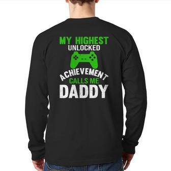 Video Gamer Dad Father's Day Dad Back Print Long Sleeve T-shirt | Mazezy