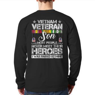 Vietnam Veteran Son Raised By My Hero Back Print Long Sleeve T-shirt | Mazezy