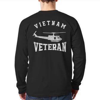 Vietnam Veteran Veterans Military Helicopter Pilot Back Print Long Sleeve T-shirt | Mazezy