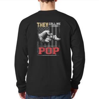 Vingtage They Call Me Pop Little Hand Back Print Long Sleeve T-shirt | Mazezy