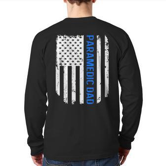 Vintage American Flag Proud Paramedic Dad Back Print Long Sleeve T-shirt | Mazezy