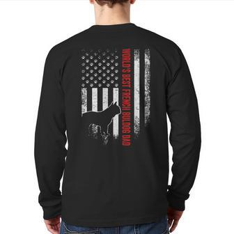 Vintage American Flag World's Best French Bulldog Dad Back Print Long Sleeve T-shirt | Mazezy