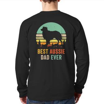 Vintage Aussie Shepherd Papa Best Dad Ever Aussie Back Print Long Sleeve T-shirt | Mazezy